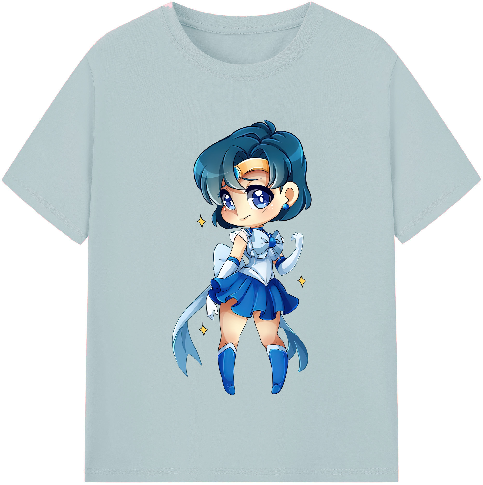 （画像用） 美少女戦士セーラームーン 水野 亜美 みずの あみ Sailor Moon Mizuno Ami 綿100％半袖Tシャツ（フロントプリント）